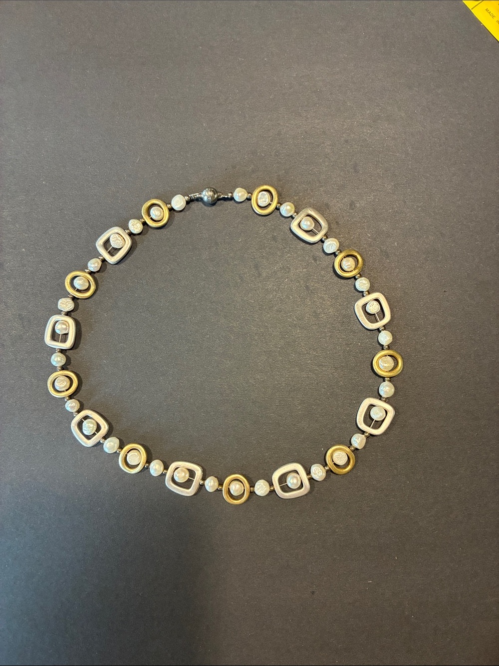 Two-Tone Gold & Silver & Freshwater pearls Necklace custom made.